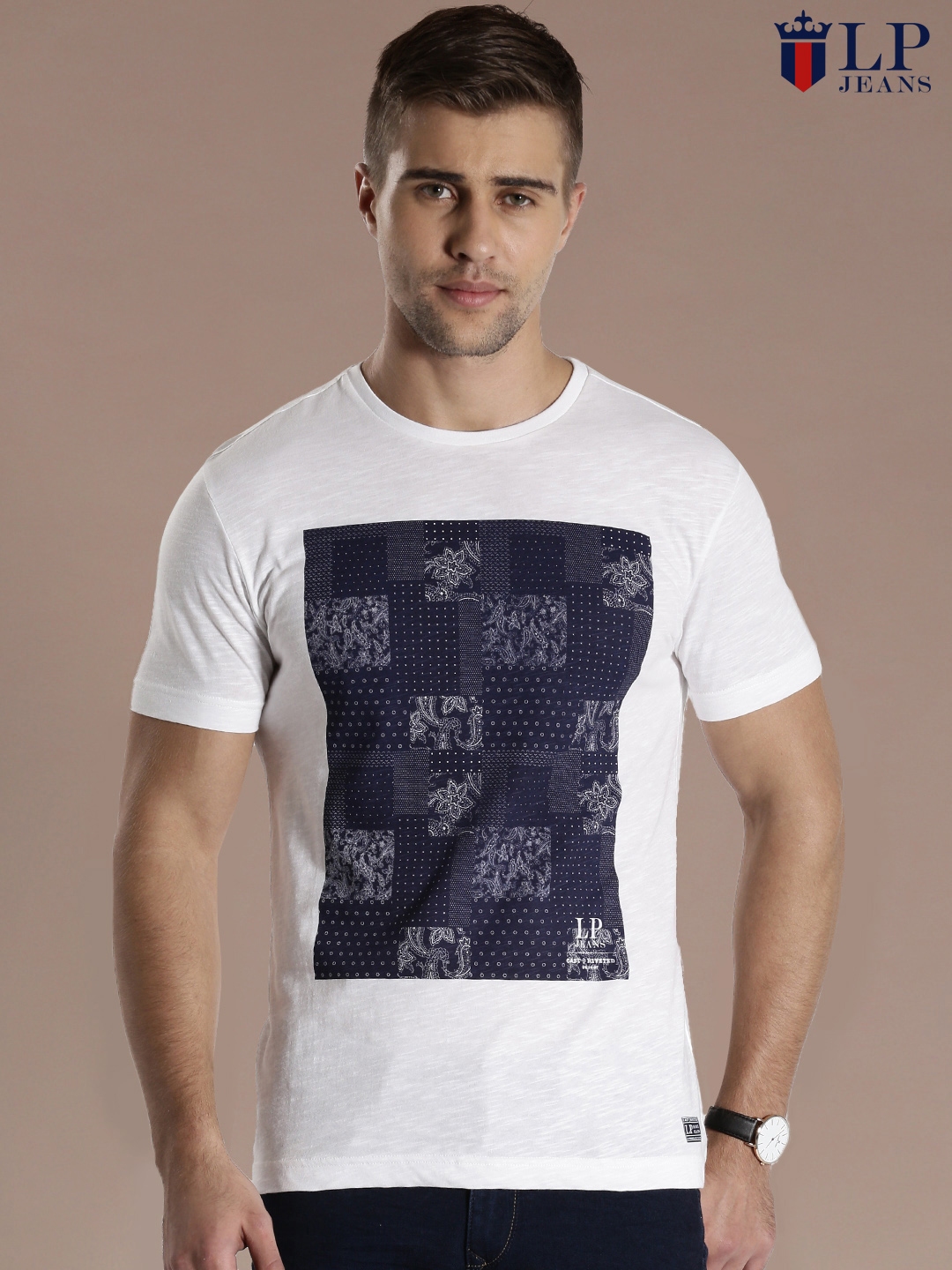 Buy Louis Philippe Jeans White Printed T Shirt - Tshirts for Men 1393203 | Myntra