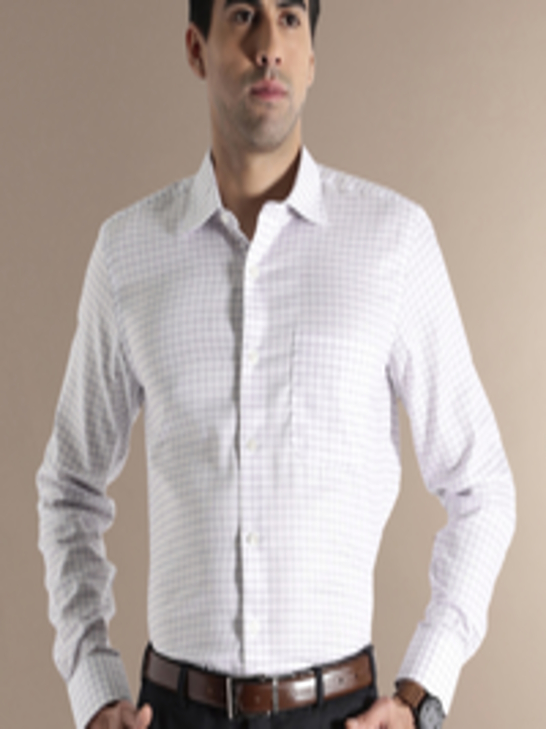 Buy Louis Philippe Permapress White Checked Formal Shirt - Shirts for Men 1393233 | Myntra