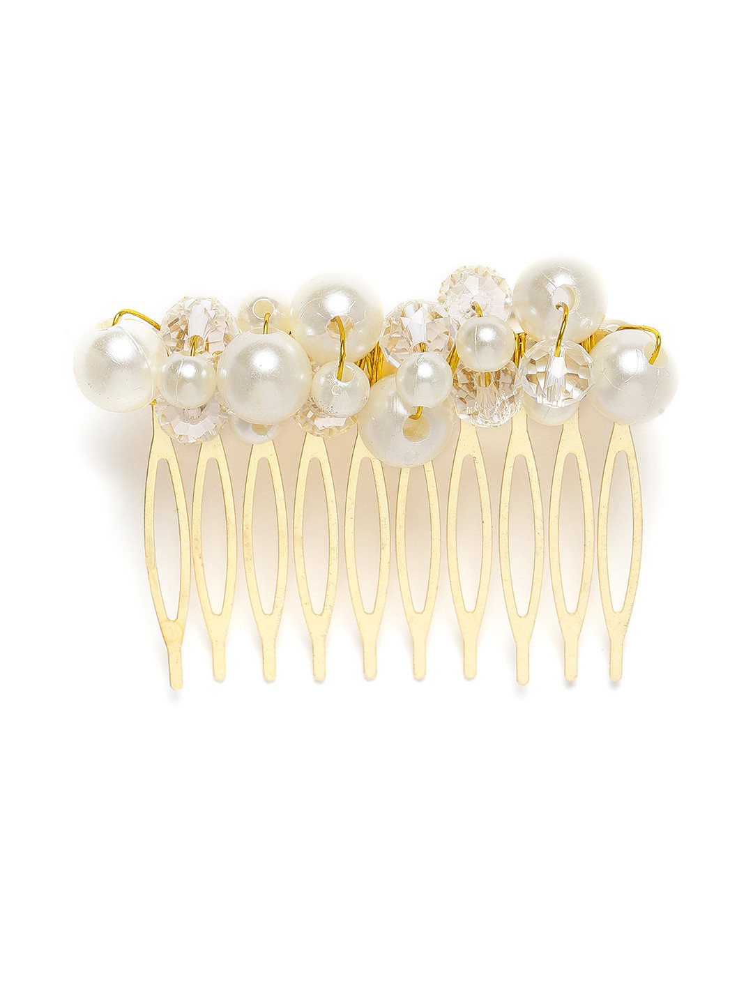 Buy AccessHer White Gold Plated Embellished Comb Pin Hair Accessory