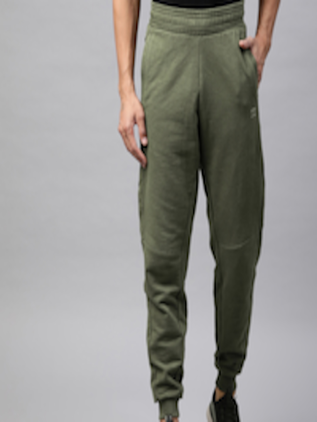 Buy Marks & Spencer Men Olive Green Solid Pure Cotton Joggers - Track ...