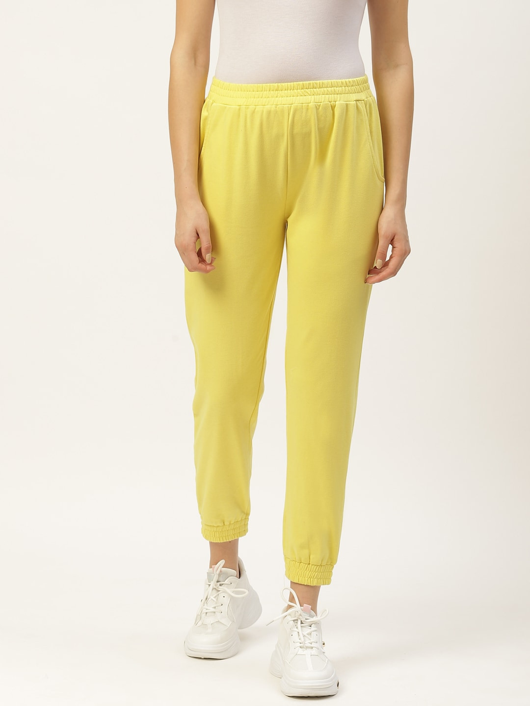 Buy Laabha Women Yellow Solid Joggers Track Pants for Women 13941452 Myntra