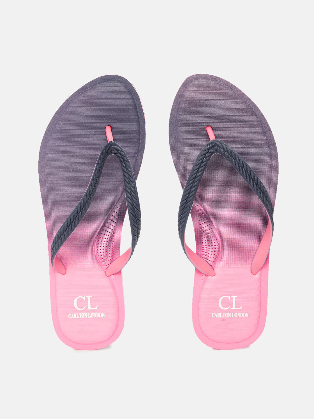 Buy Carlton London Women Navy Blue & Pink Ombre Effect Thong Flip Flops - Flip Flops for Women 