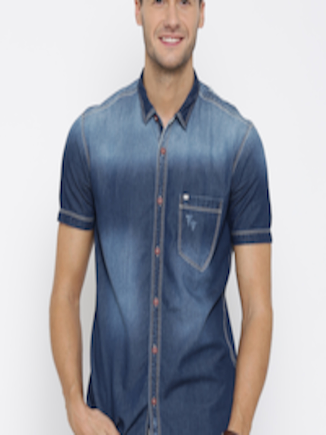 Buy Numero Uno Blue Washed Slim Denim Shirt - Shirts for Men 1395179 ...