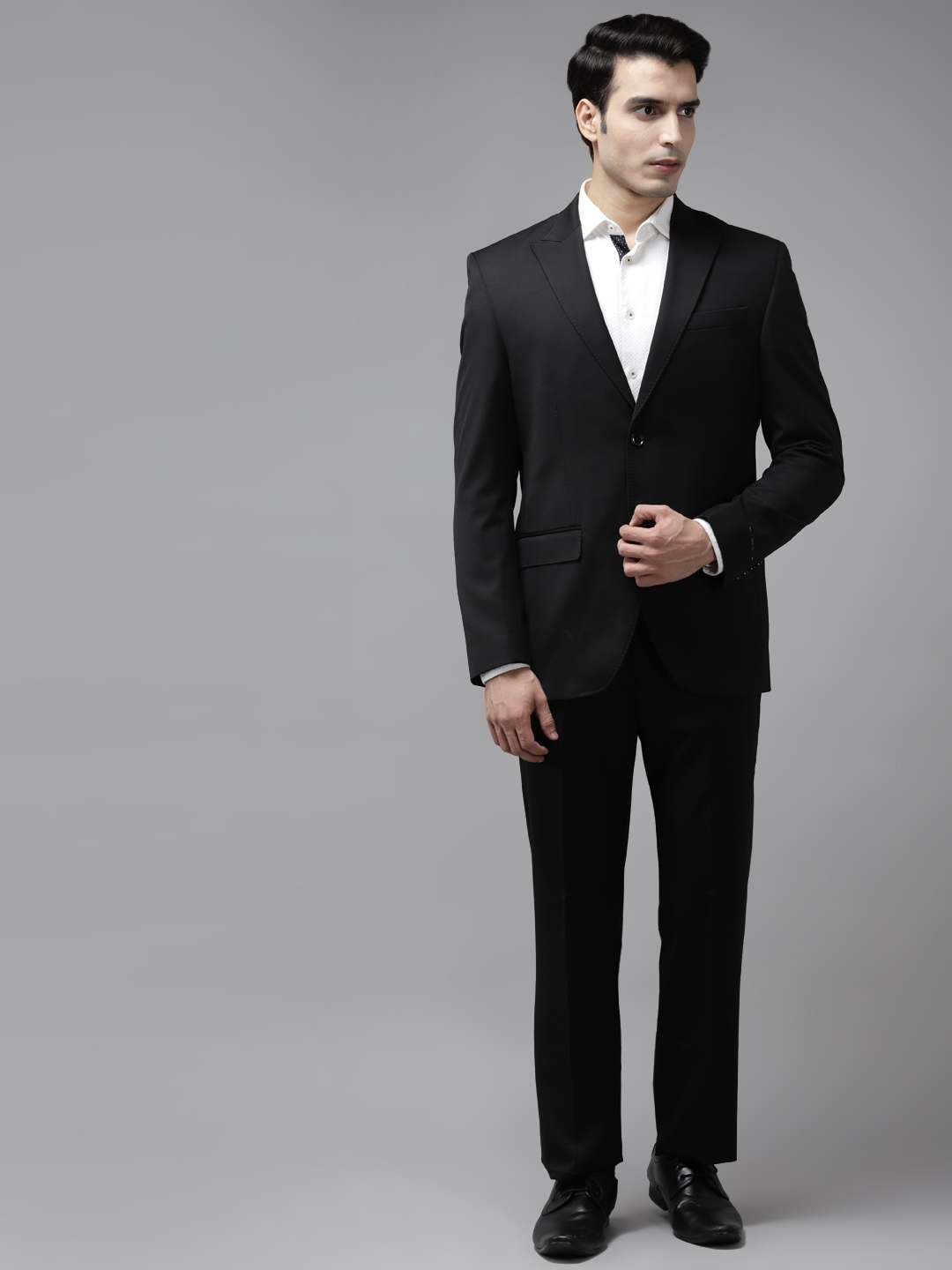 Buy Blackberrys Men Black Solid Smart Fit Single Breasted Formal Suit ...