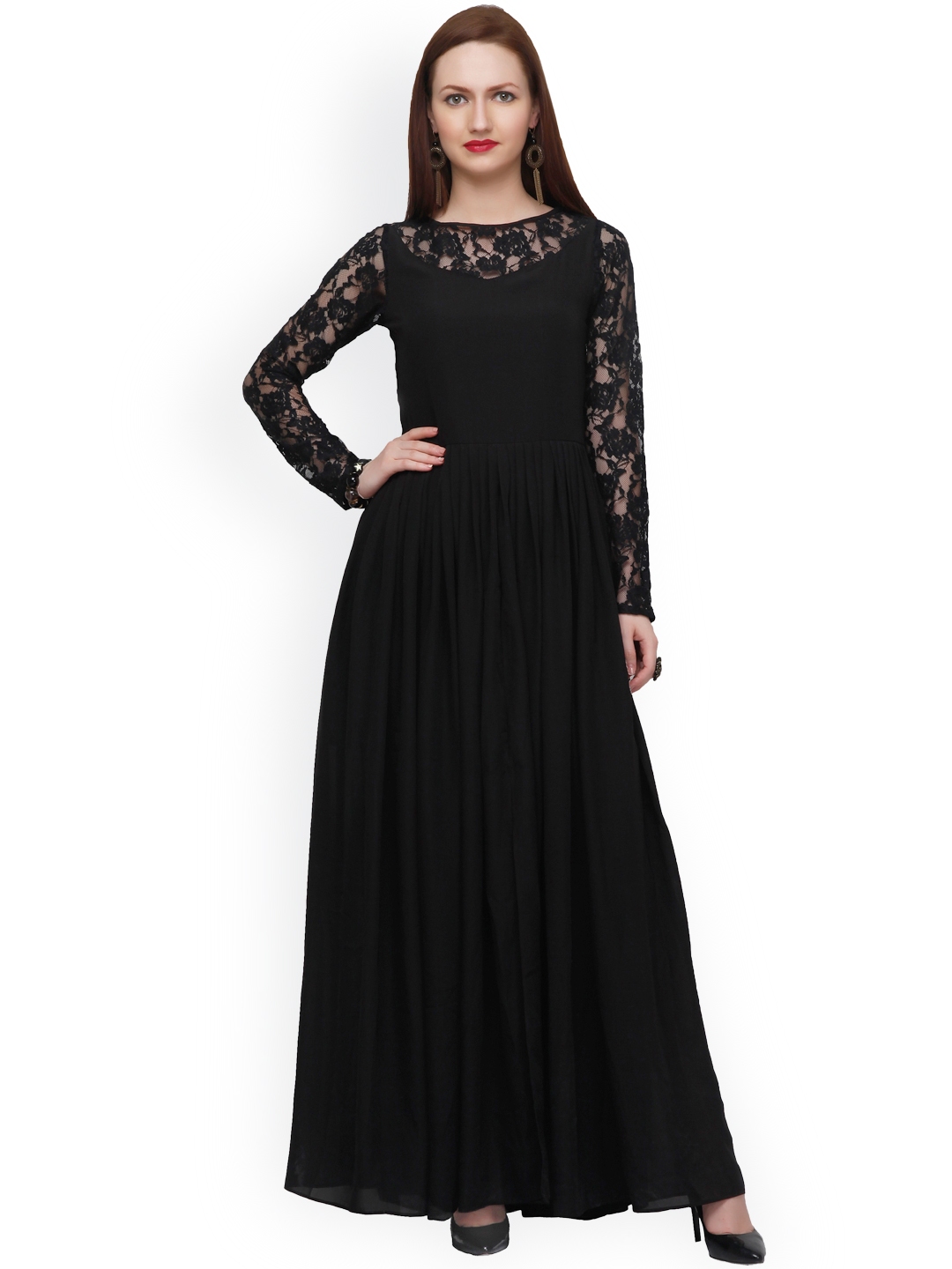 Buy Eavan Black Georgette Maxi Dress - Dresses for Women 1396635 | Myntra