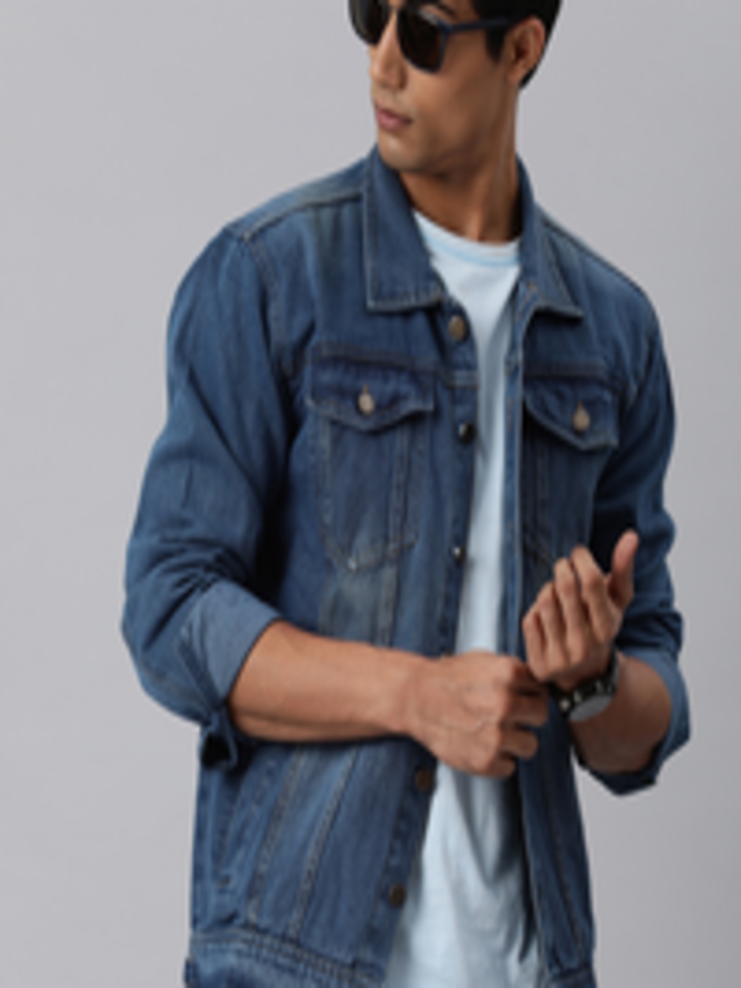 Buy VOXATI Men Blue Solid Denim Jacket - Jackets for Men 13982606 | Myntra
