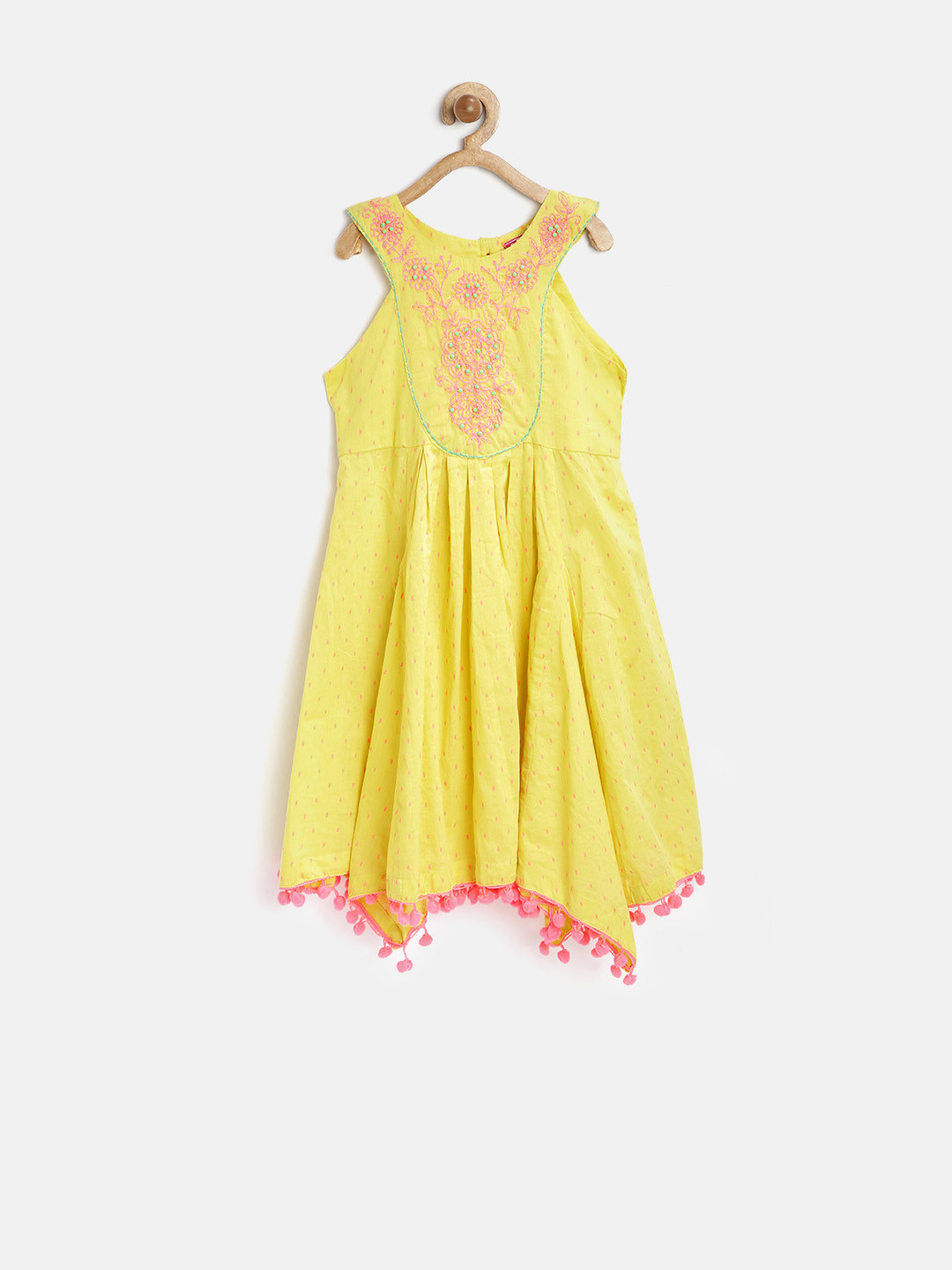 Buy BIBA Girls Yellow Printed Fit & Flare Dress Dresses for Girls 1399154 Myntra