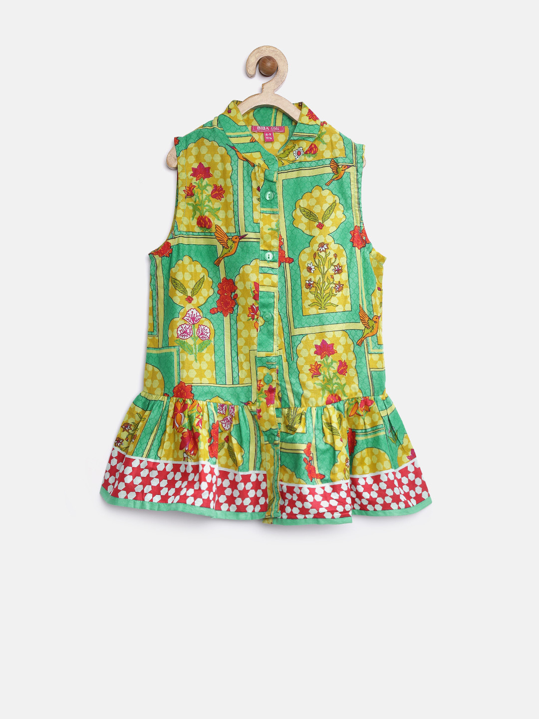 Buy BIBA Girls Green Printed Shirt Dress Dresses for Girls 1399163 Myntra