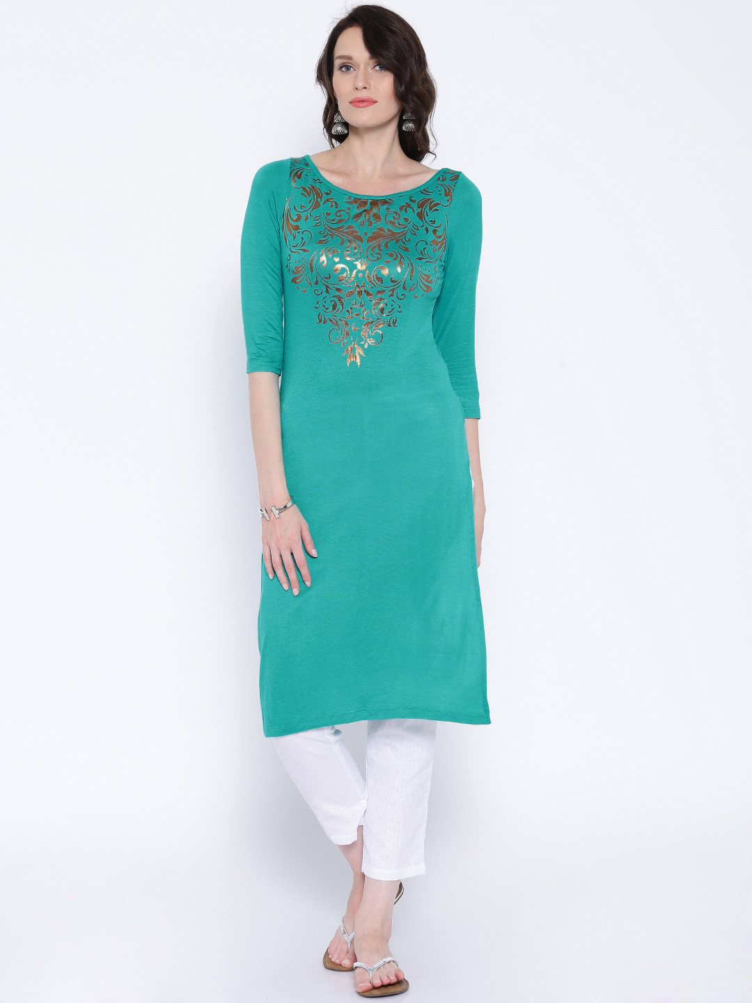 Buy Anouk Green Printed Kurta Kurtas for Women 1399189 Myntra