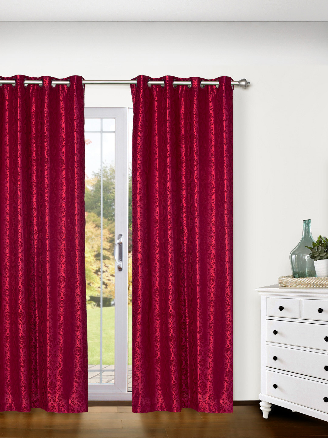 Buy BOMBAY DYEING Red Single Printed Door Curtain Curtains And Sheers