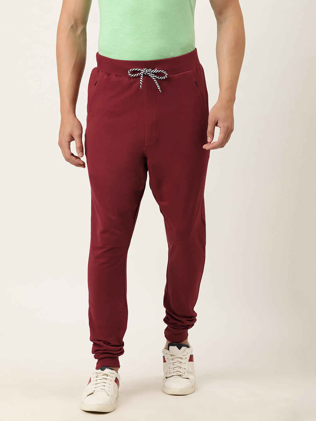 Buy Difference Of Opinion Men Maroon Solid Slim Fit Joggers Track