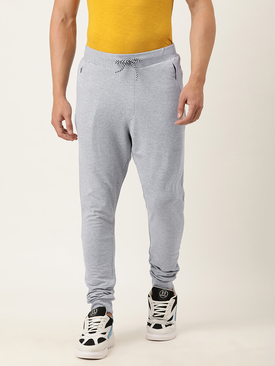 Buy Difference Of Opinion Grey Melange Solid Slim Fit Joggers Track