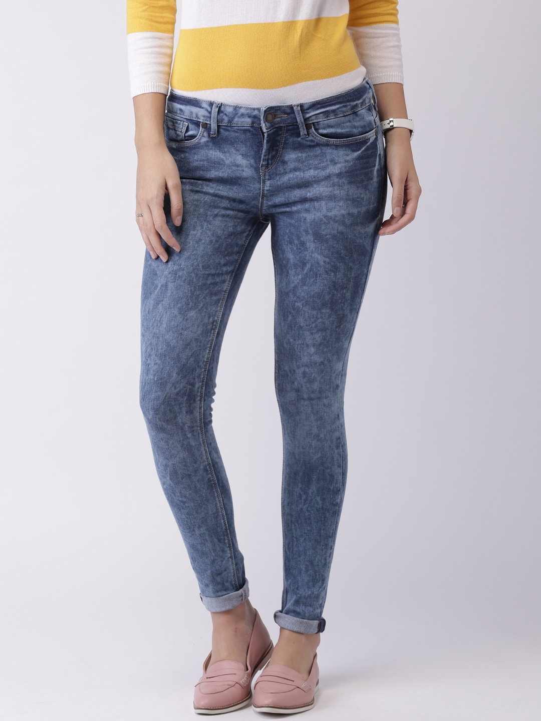 Buy Moda Rapido Blue Acid Washed Skinny Stretchable Jeans - Jeans for ...