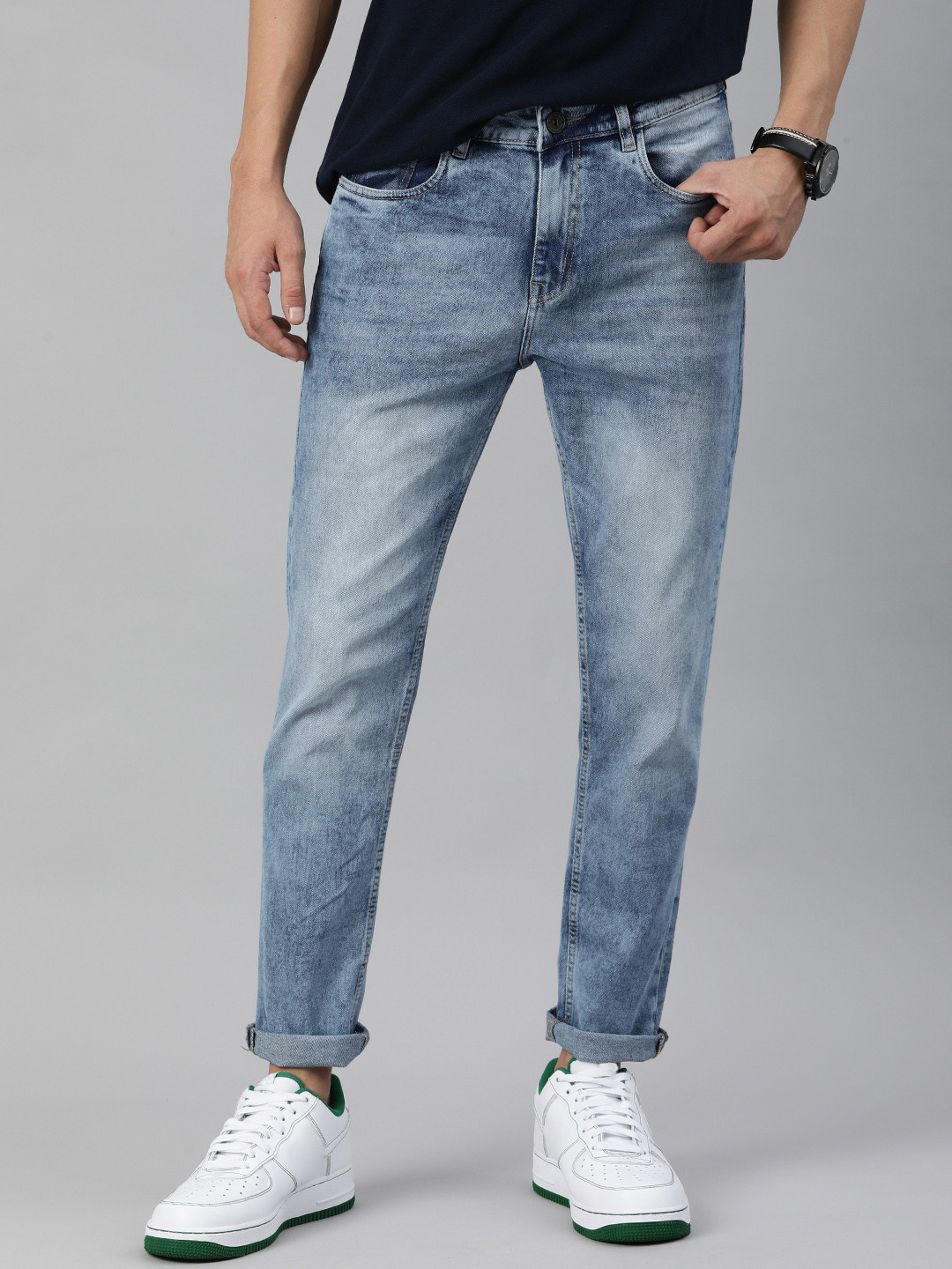 Buy Mast & Harbour Men Blue Slim Fit Light Fade Stretchable Jeans