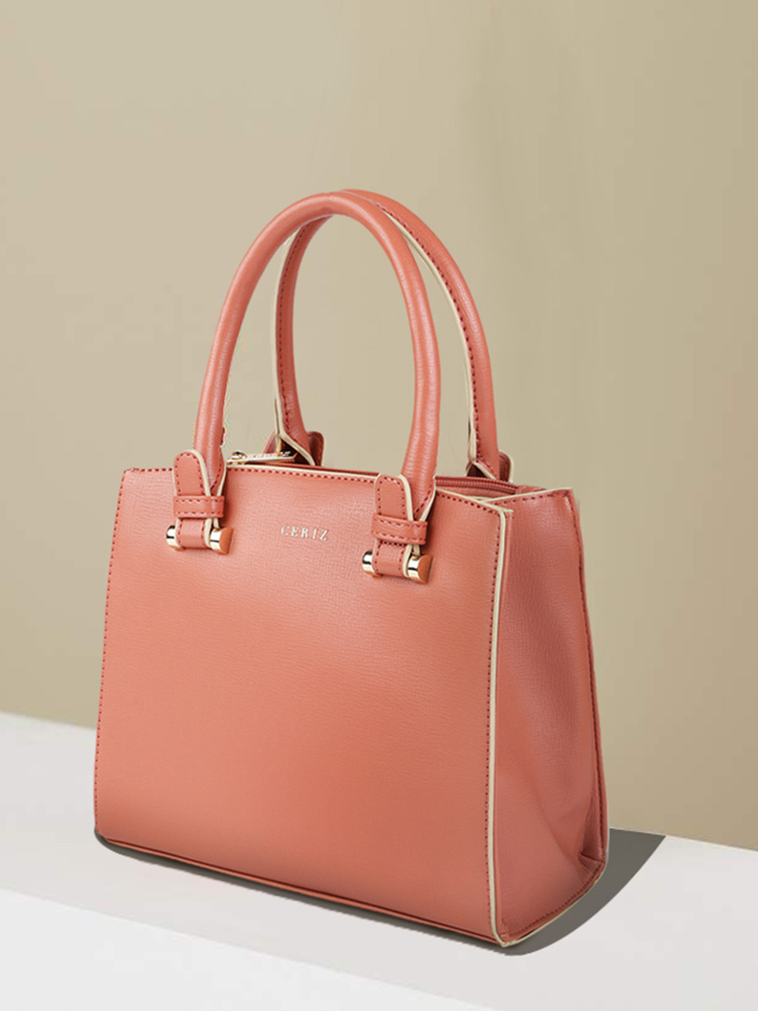 Buy CERIZ Coral Textured Handheld Bag With Detachable String Strap ...