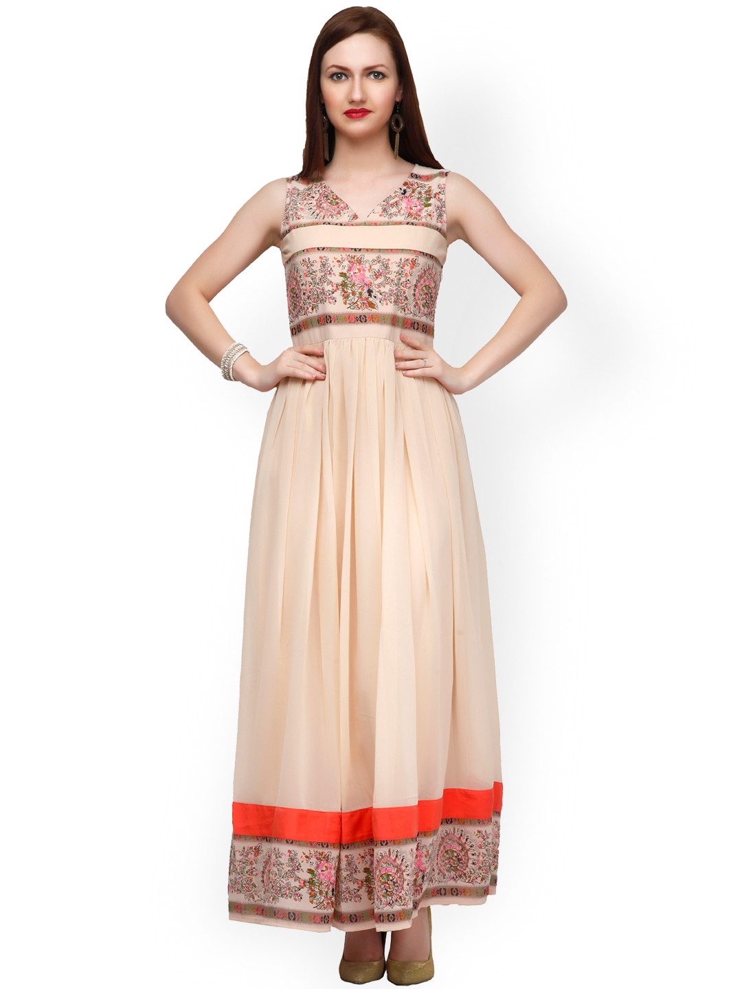 Buy Eavan Beige Printed Maxi Dress - Dresses for Women 1402153 | Myntra