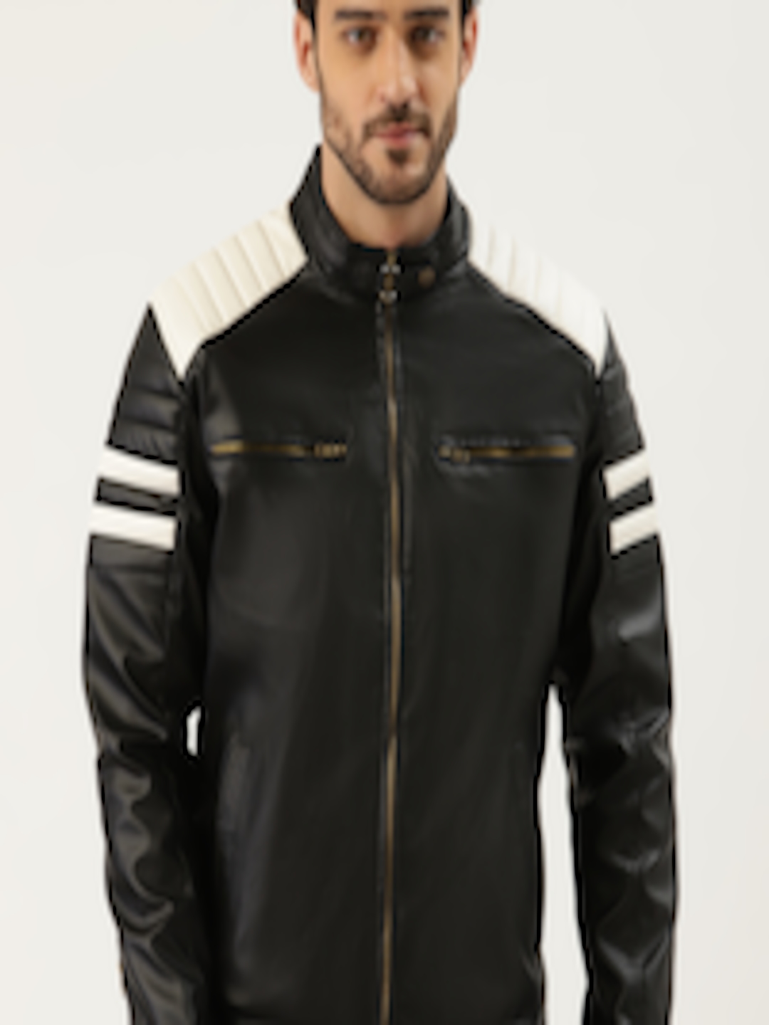 Buy Leather Retail Men Black Solid Leather Jacket - Jackets for Men ...