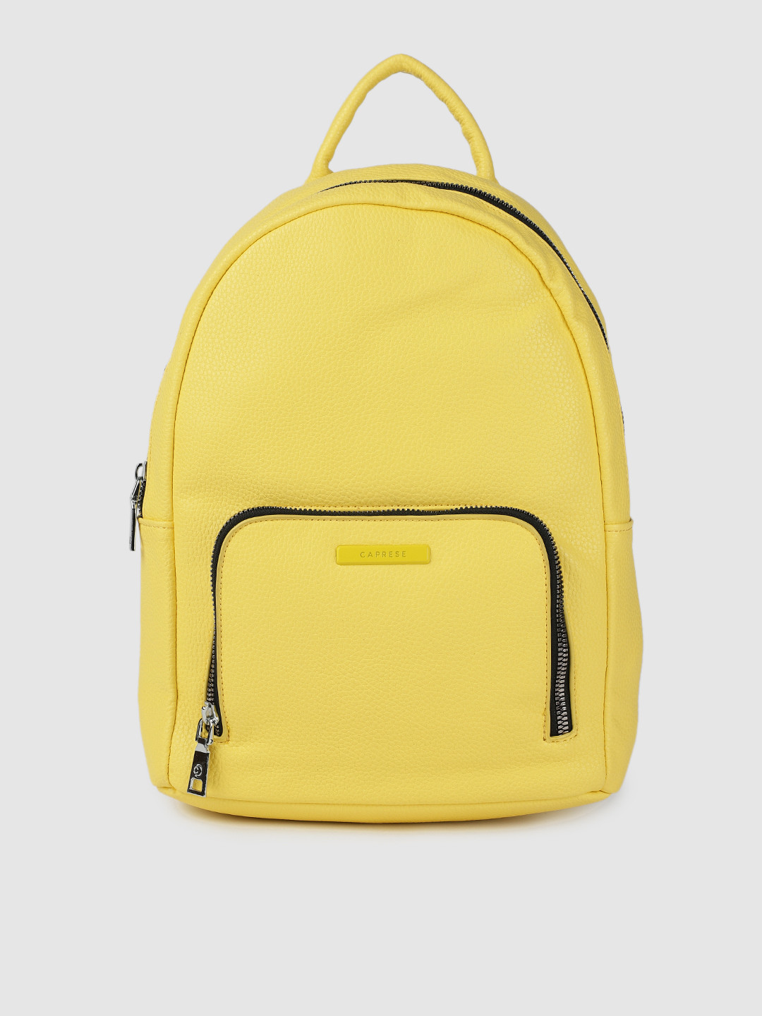 Buy Caprese Women Yellow Solid Leather Backpack Backpacks for Women