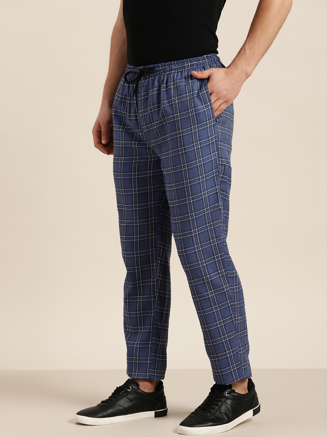 checked track pants