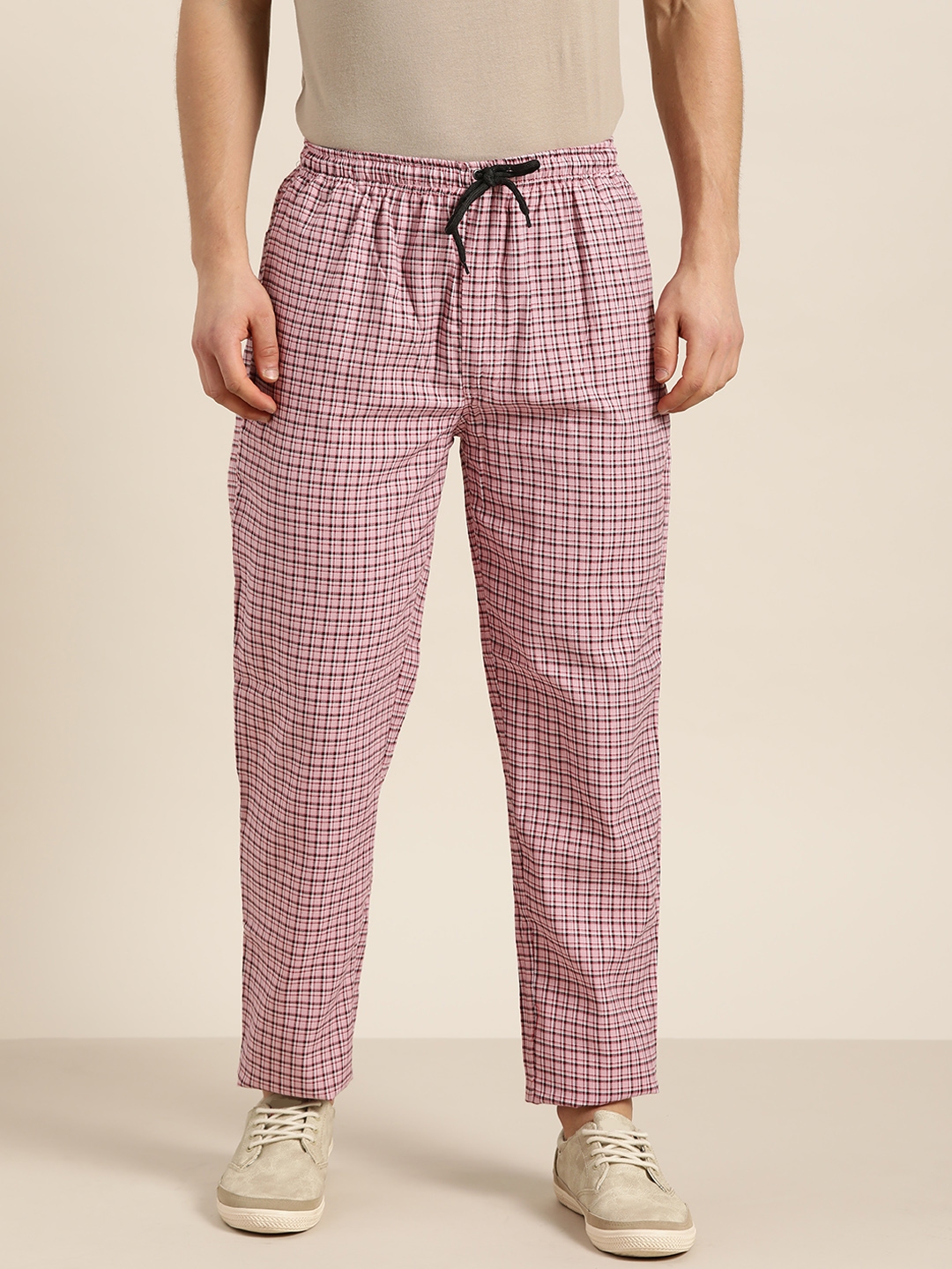 checked track pants