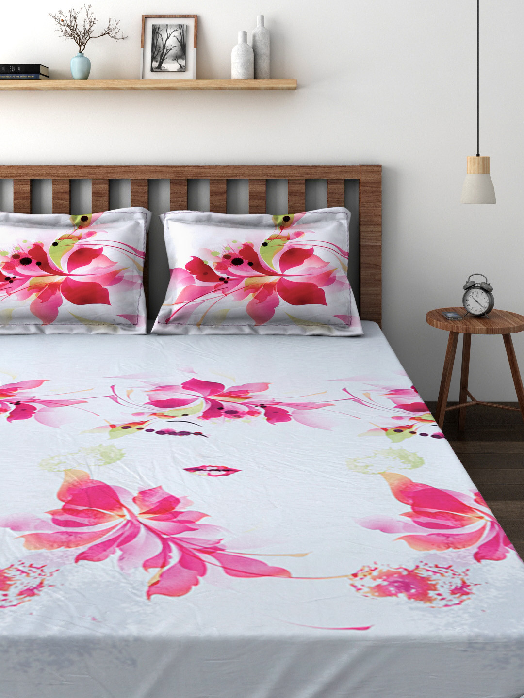 Buy Raymond Home White 144 TC Cotton Double Bedsheet With 2 Pillow