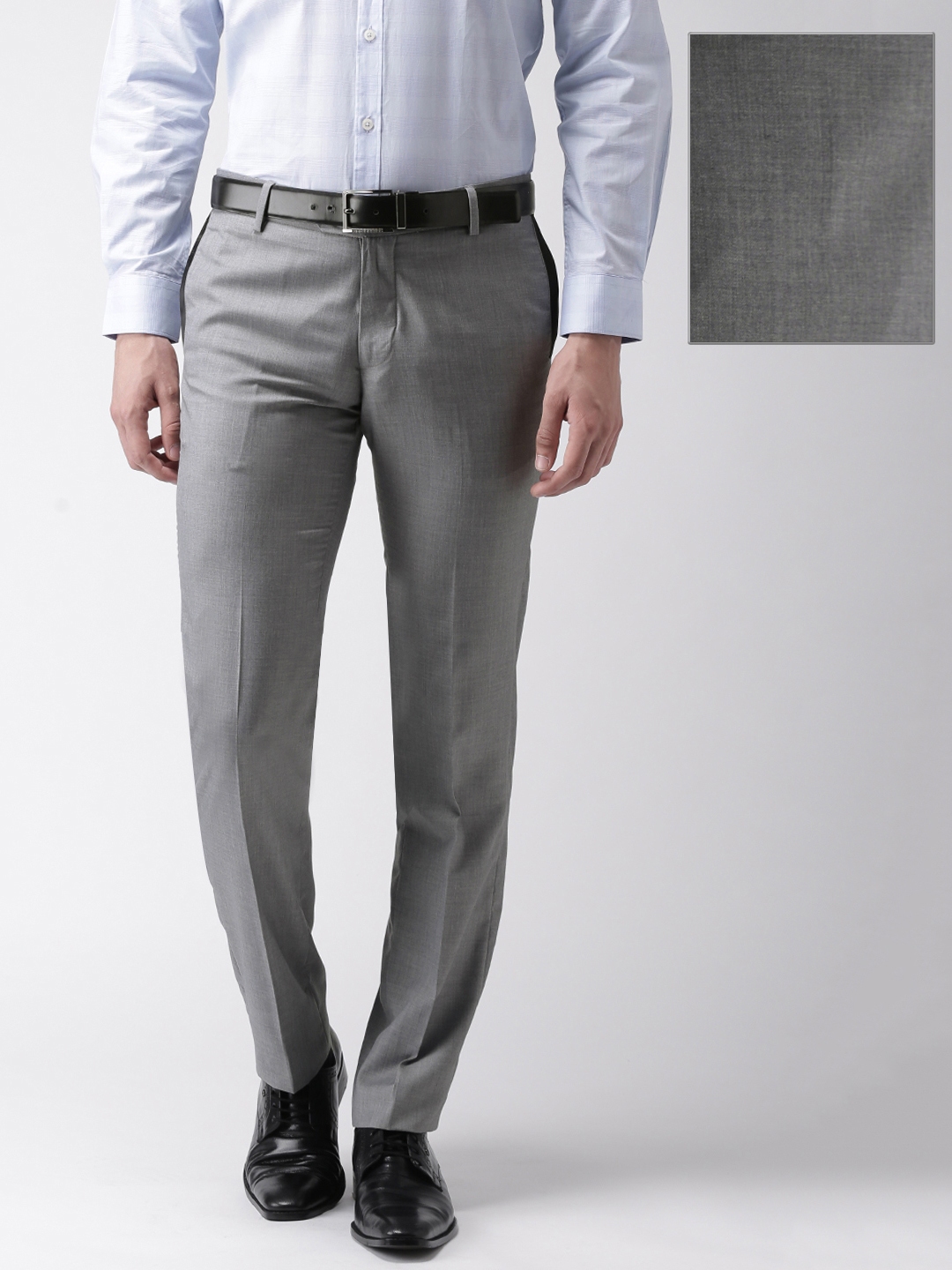 Buy INVICTUS Grey Slim Fit Formal Trousers - Trousers for Men 1404250 ...