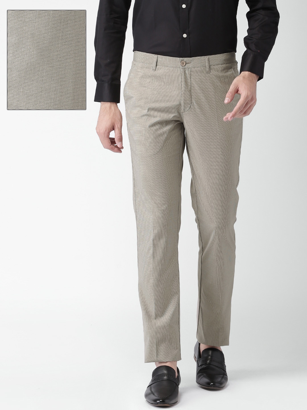 Buy INVICTUS Taupe Slim Fit Formal Trousers - Trousers for Men 1404253 ...