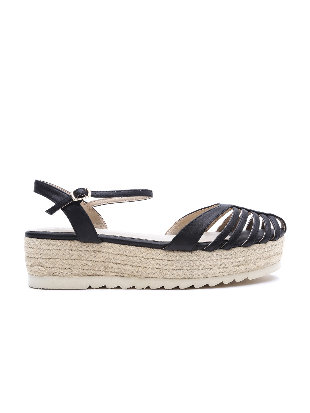 Buy Qupid Women Black Strappy Flatforms - Heels for Women 1404287 | Myntra