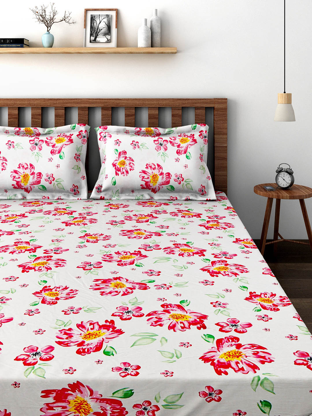 Buy BOMBAY DYEING White Cotton 144 TC Double Bedsheet With 2 Pillow