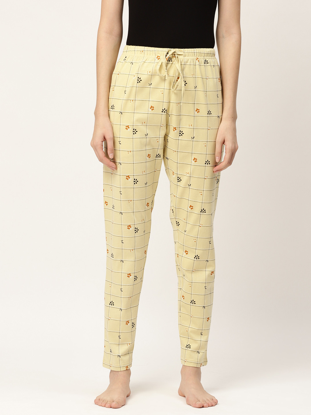 Buy ETC Women Beige Cotton Printed Lounge Pants - Lounge Pants for ...