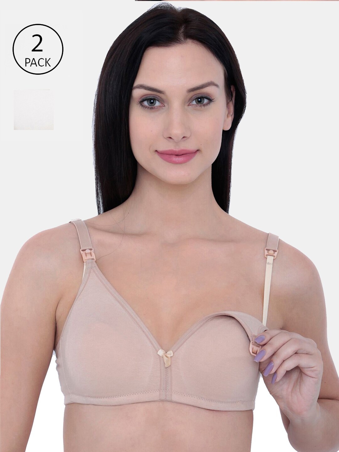 Buy Inner Sense Pack Of 2 Nude Coloured And White Solid Antimicrobial Maternity Sustainable Bra 