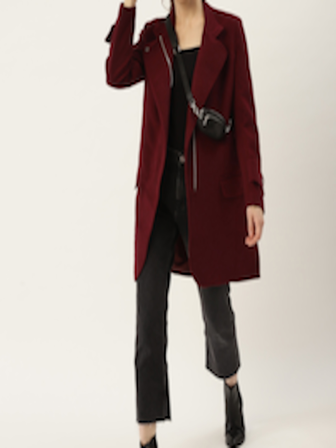 Buy DressBerry Women Burgundy Solid Overcoat - Coats for Women 14070046 ...