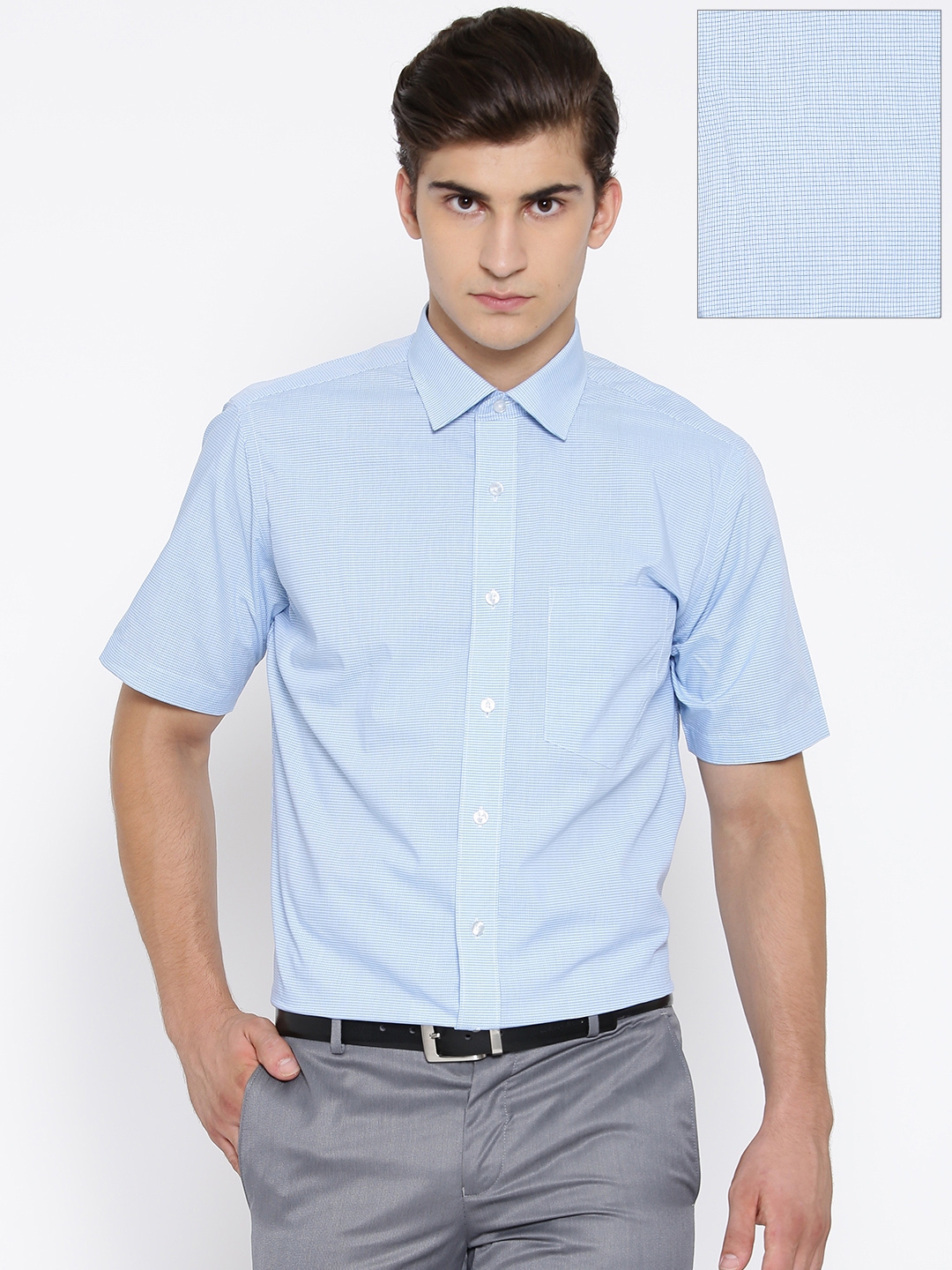 Buy Van Heusen Blue Checked Custom Formal Shirt - Shirts for Men ...
