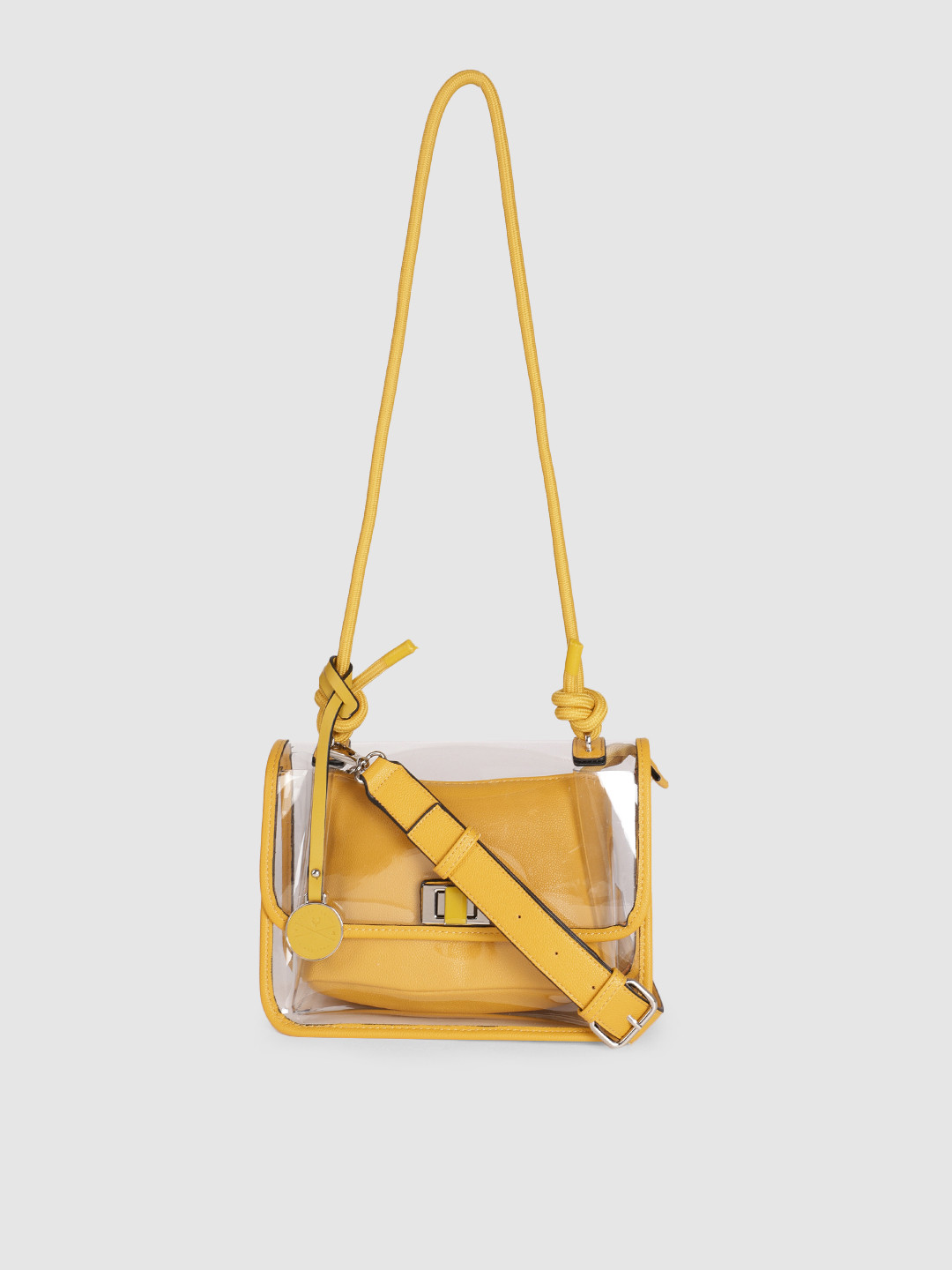 Buy Allen Solly Mustard Yellow Solid Shoulder Bag Handbags for Women
