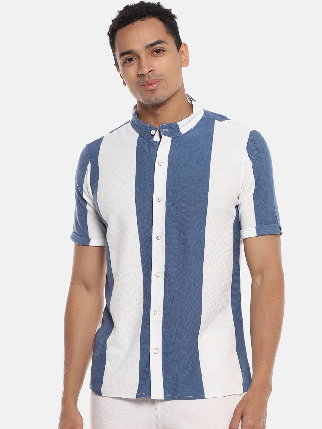 Buy Campus Sutra Men White Regular Fit Striped Casual Shirt - Shirts ...
