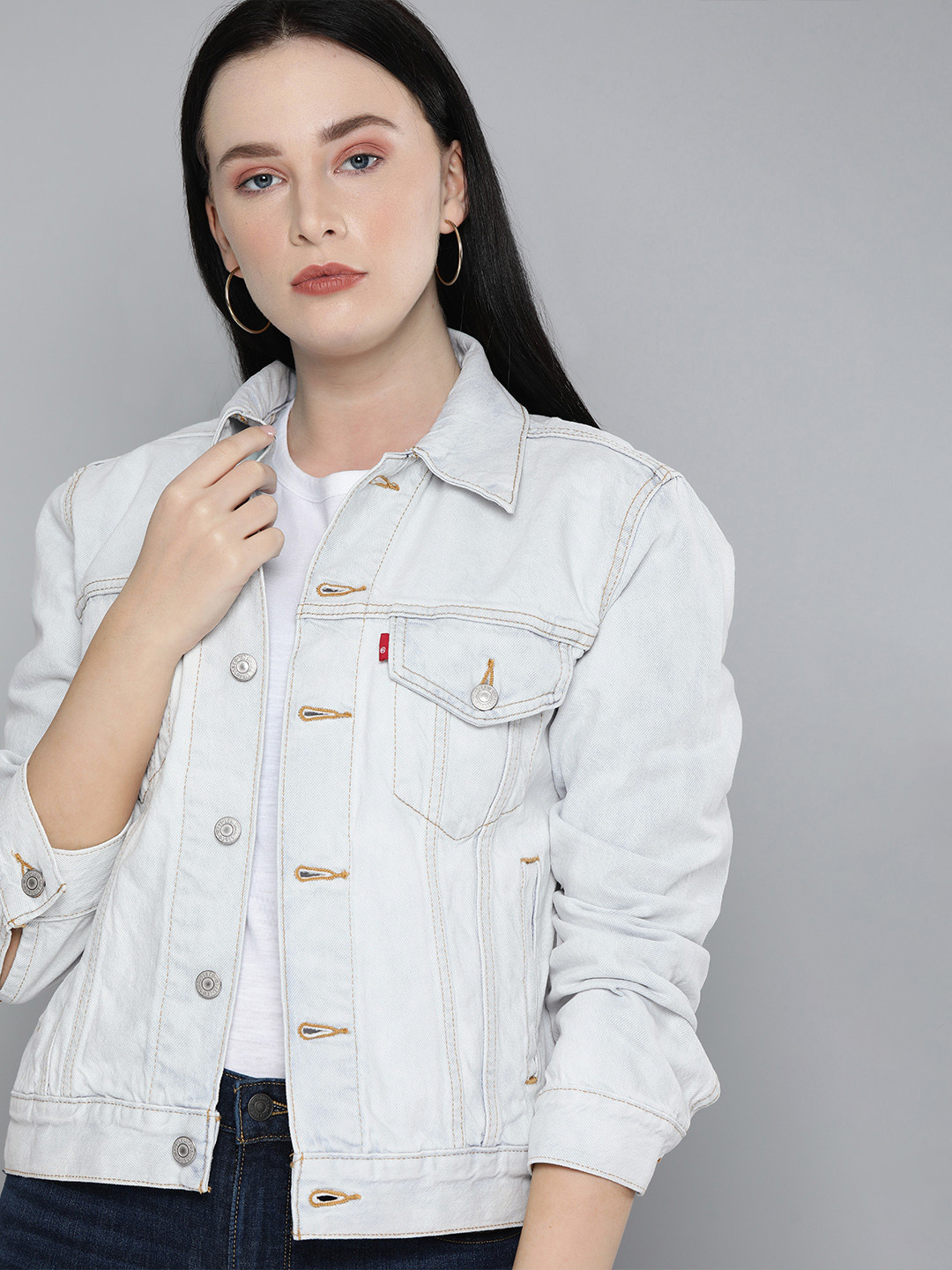 Buy Levis Women Off White Denim Jacket With Embroidered Jackets for Women 14089894 Myntra