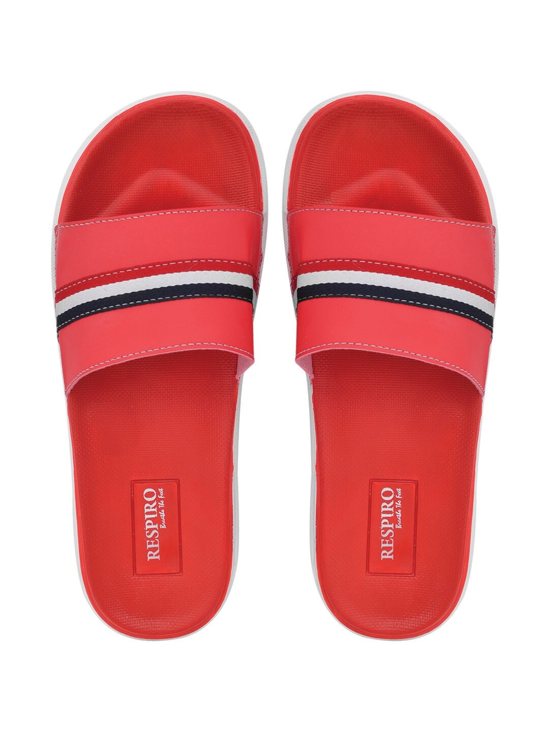 Buy Respiro Men Red Striped Sliders - Flip Flops for Men 14092372 | Myntra