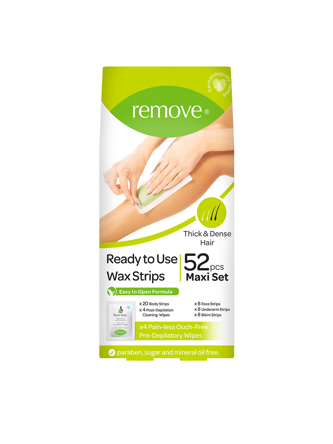 Buy Remove Wax Strips Maxi Set Thick Hair 44 Strips & 8 Wipes Body