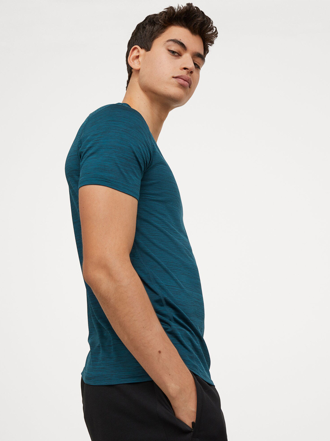 Buy H&M Men Teal Blue Sports Top Muscle Fit Tshirts for Men 14094738
