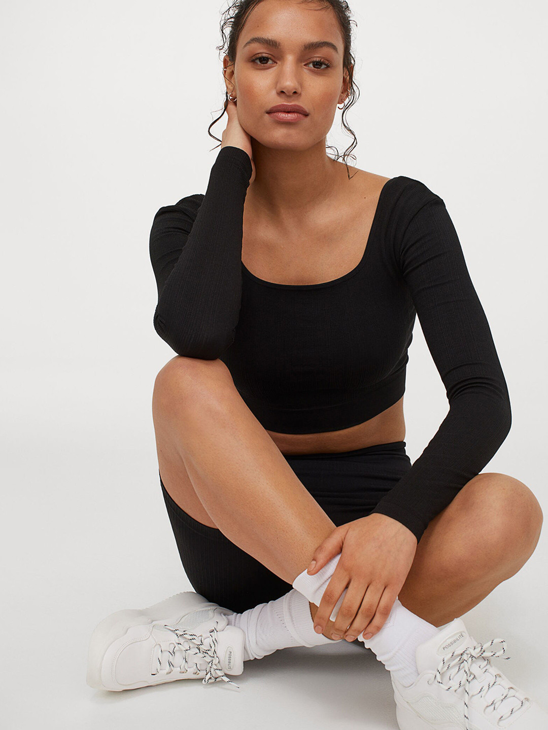 Buy H&M Women Black Cropped Sports Top Tops for Women 14094852 Myntra