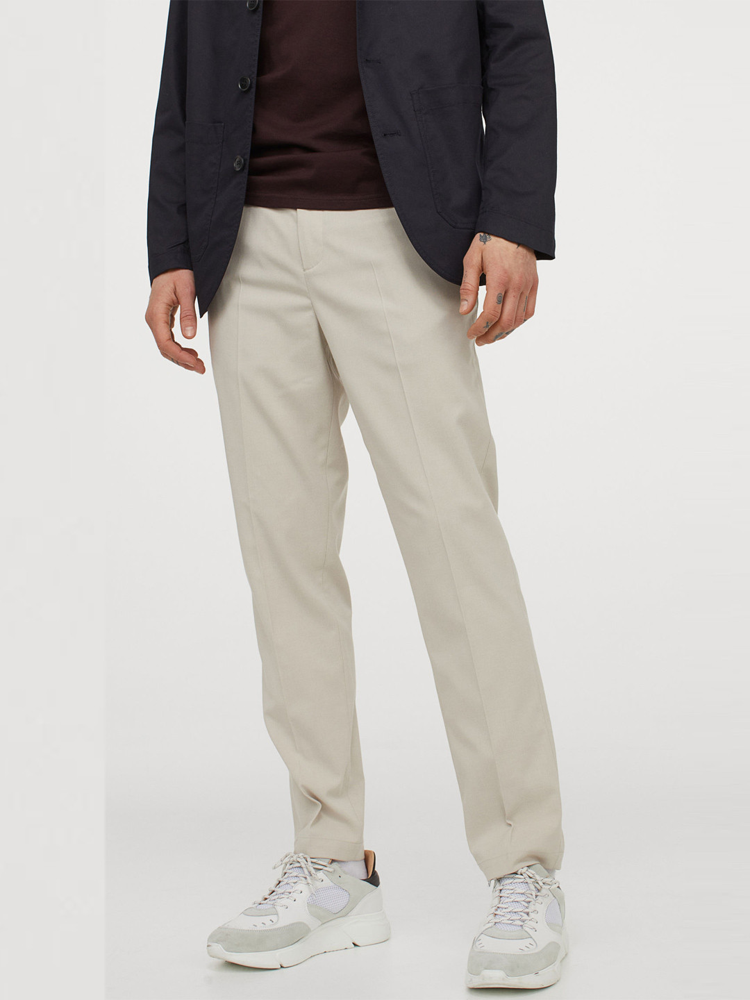 Buy H&M Men Beige Solid Slim Fit COOLMAX Joggers Trousers for Men