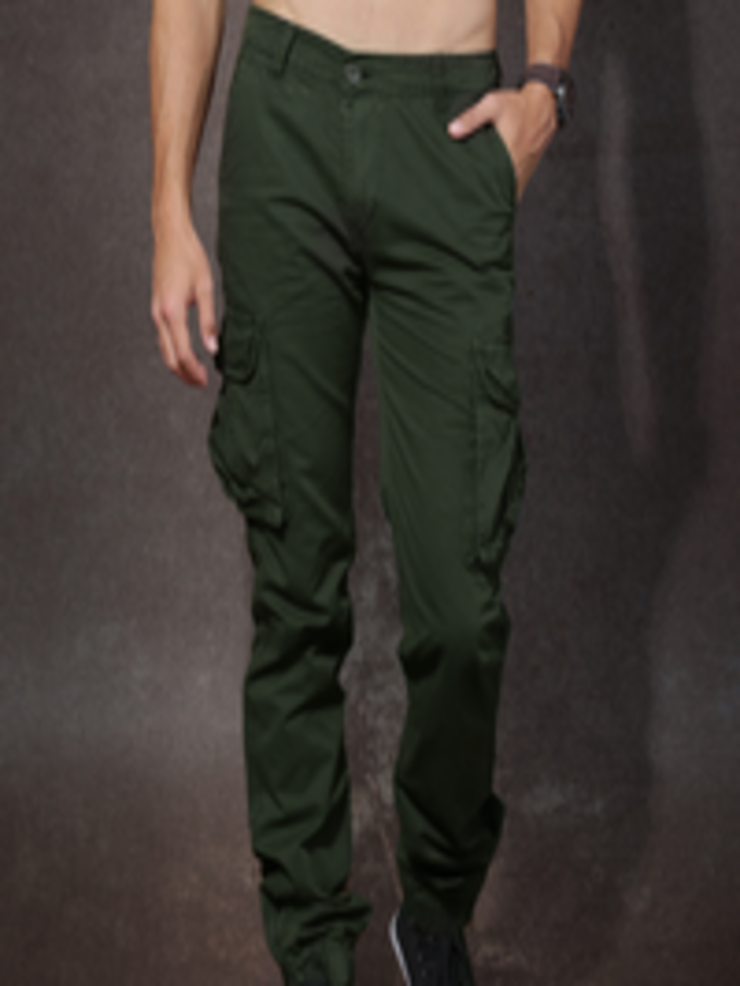 Buy RDSTR Men Olive Green Jogger Fit Cargo Trousers - Trousers for Men ...