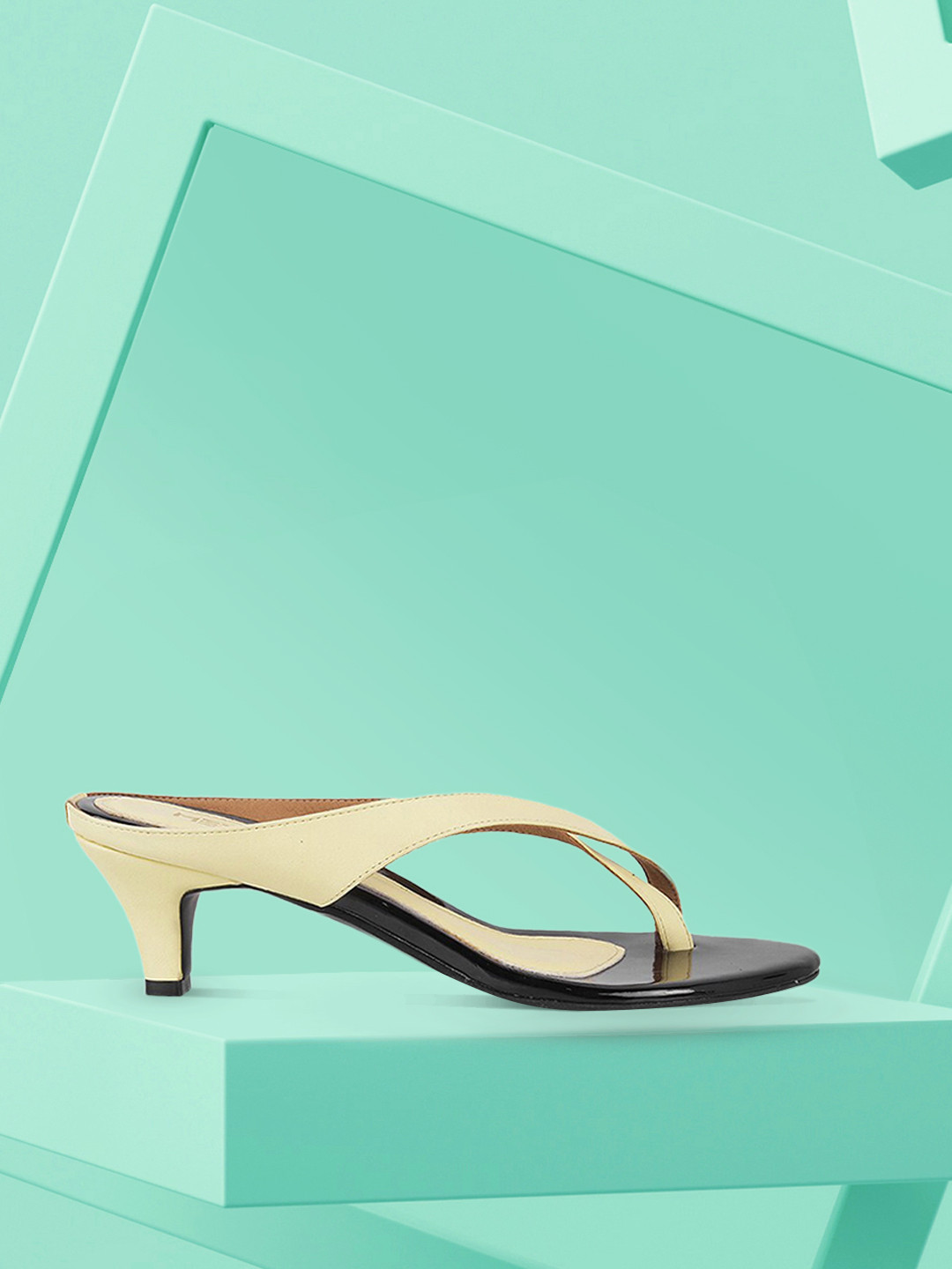 Buy Metro Women Cream Coloured Solid Kitten Heels Heels for Women