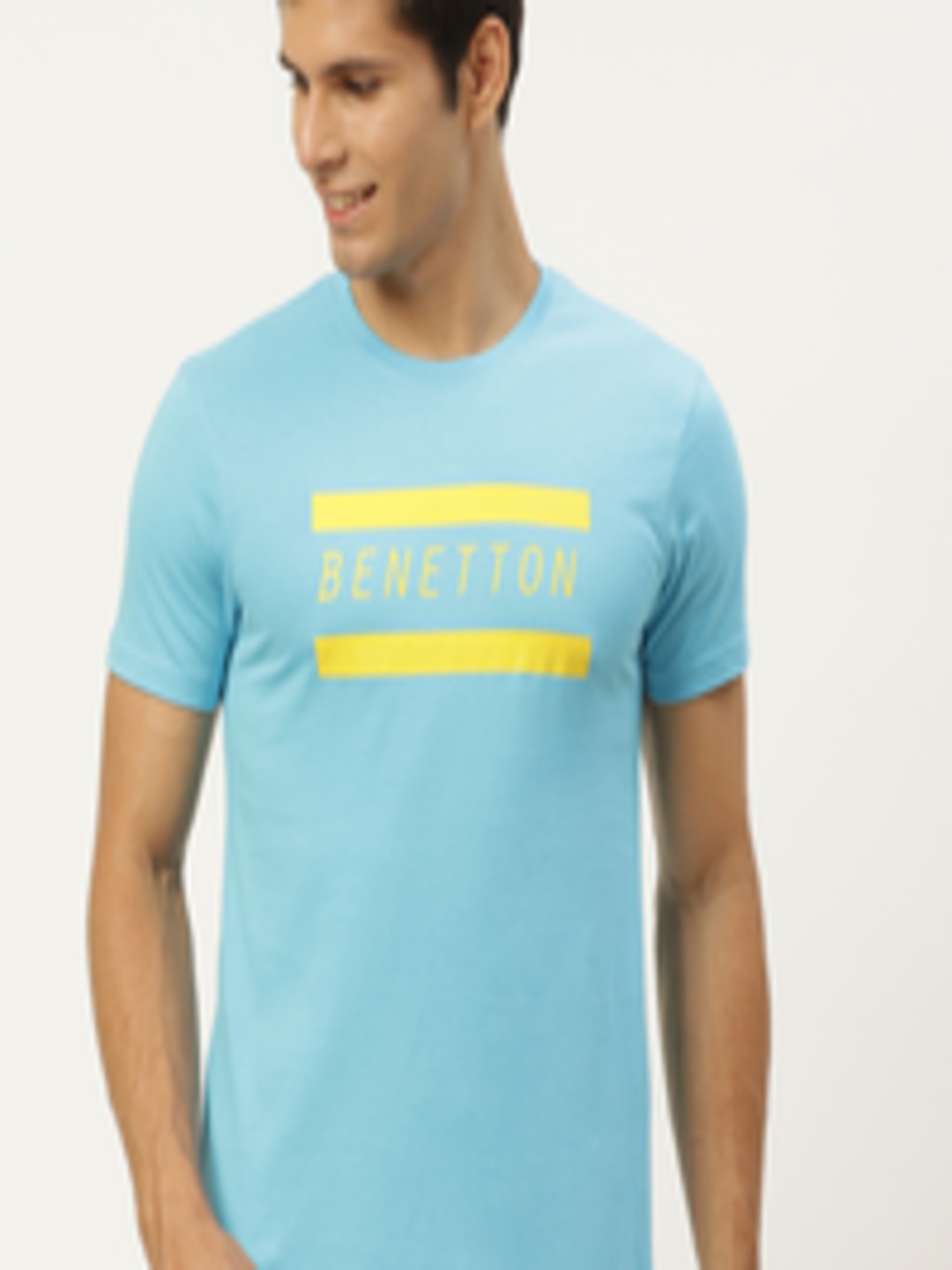 Buy United Colors Of Benetton Men Blue & Yellow Pure Cotton Brand Logo ...