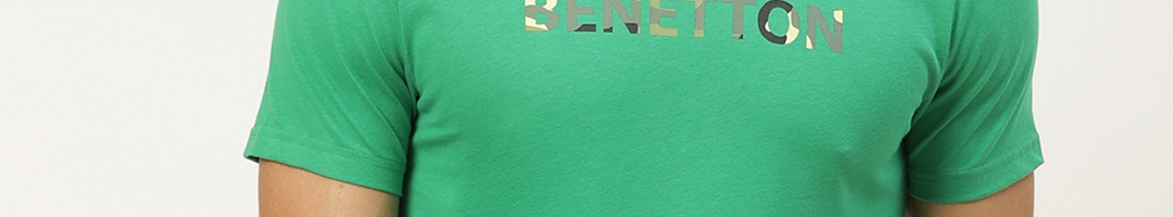 Buy United Colors Of Benetton Men Green Solid Pure Cotton Brand Logo ...