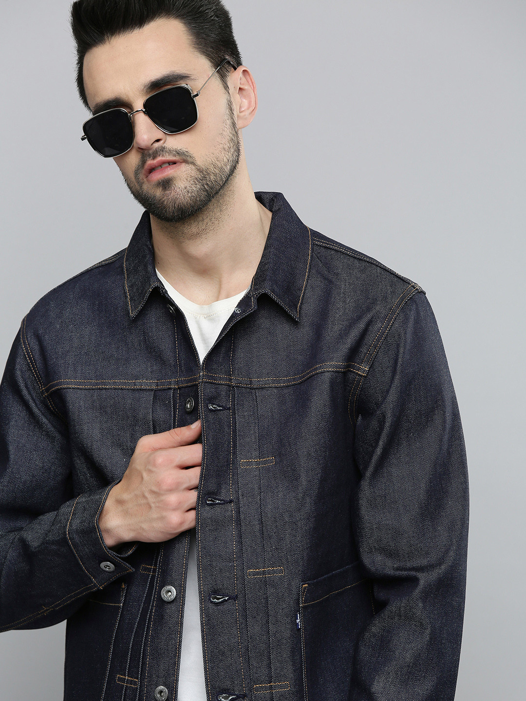 Buy Levis Men Blue Solid Denim Jacket Jackets for Men 14116142 Myntra