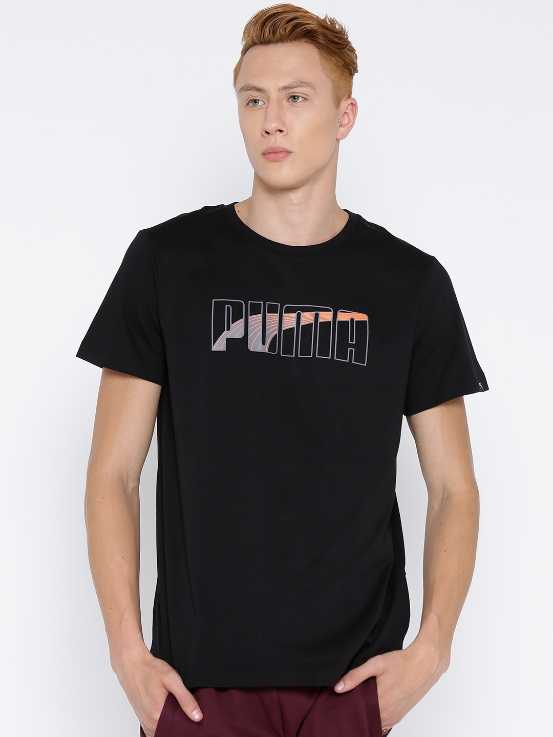 Buy PUMA Black LUX Printed DryCELL Pure Cotton T Shirt - Tshirts for ...