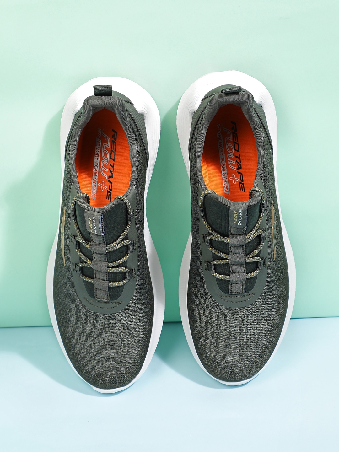 red tape men olive green mesh walking shoes