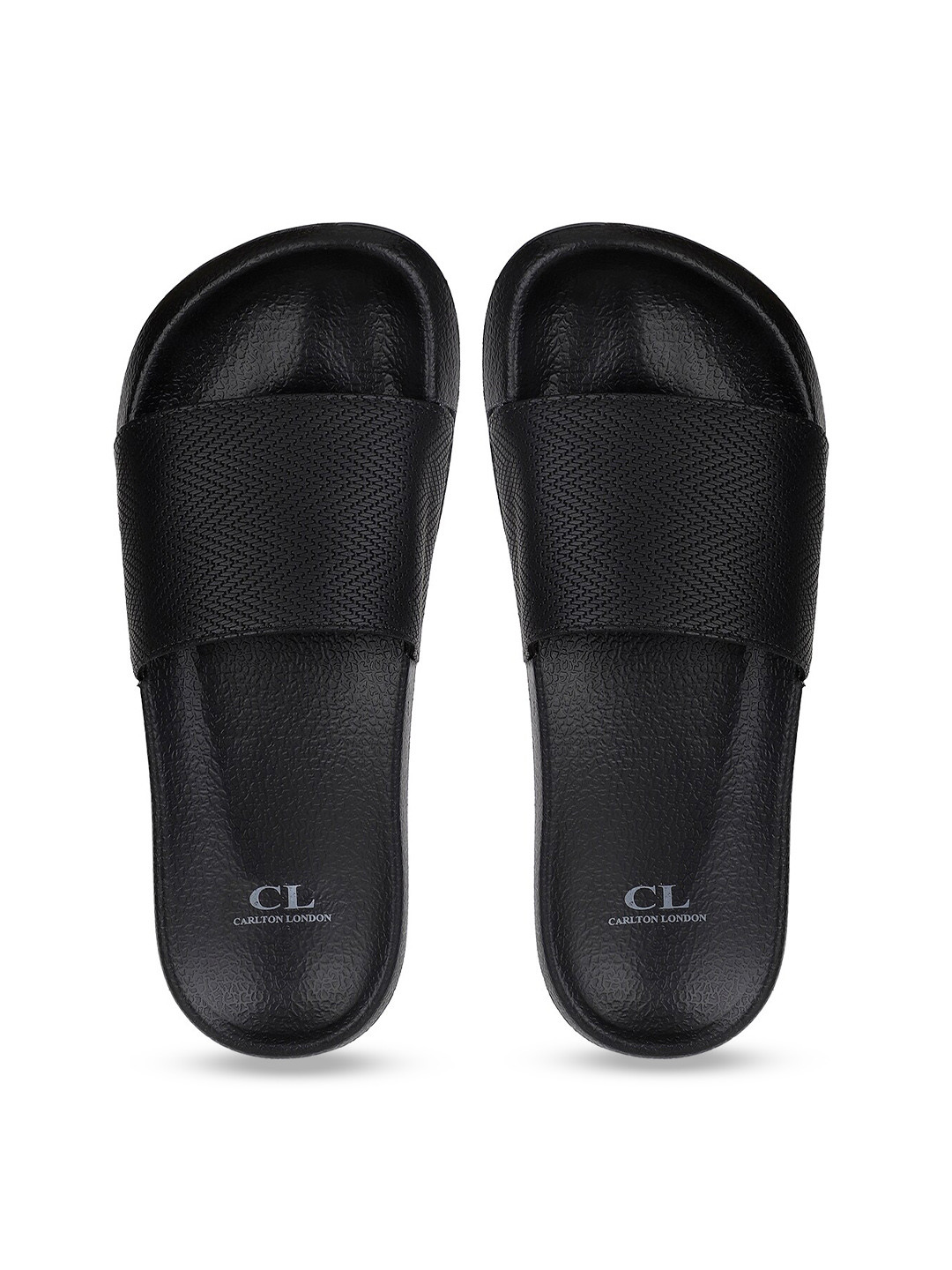 Buy Carlton London Men Black Self Design Sliders - Flip Flops for Men 14123058 | Myntra