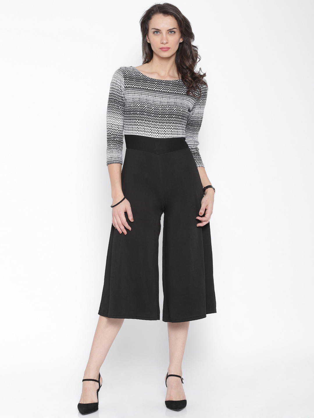 Buy AND Black & White Printed Jumpsuit Jumpsuit for Women 1412590